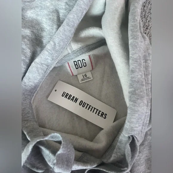 NWT BDG Urban Outfitters Gray Pullover Hoodie Sweatshirt Size L - Picture 2 of 16